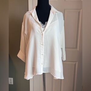Zara basic cream blouse with attached cami sz XS